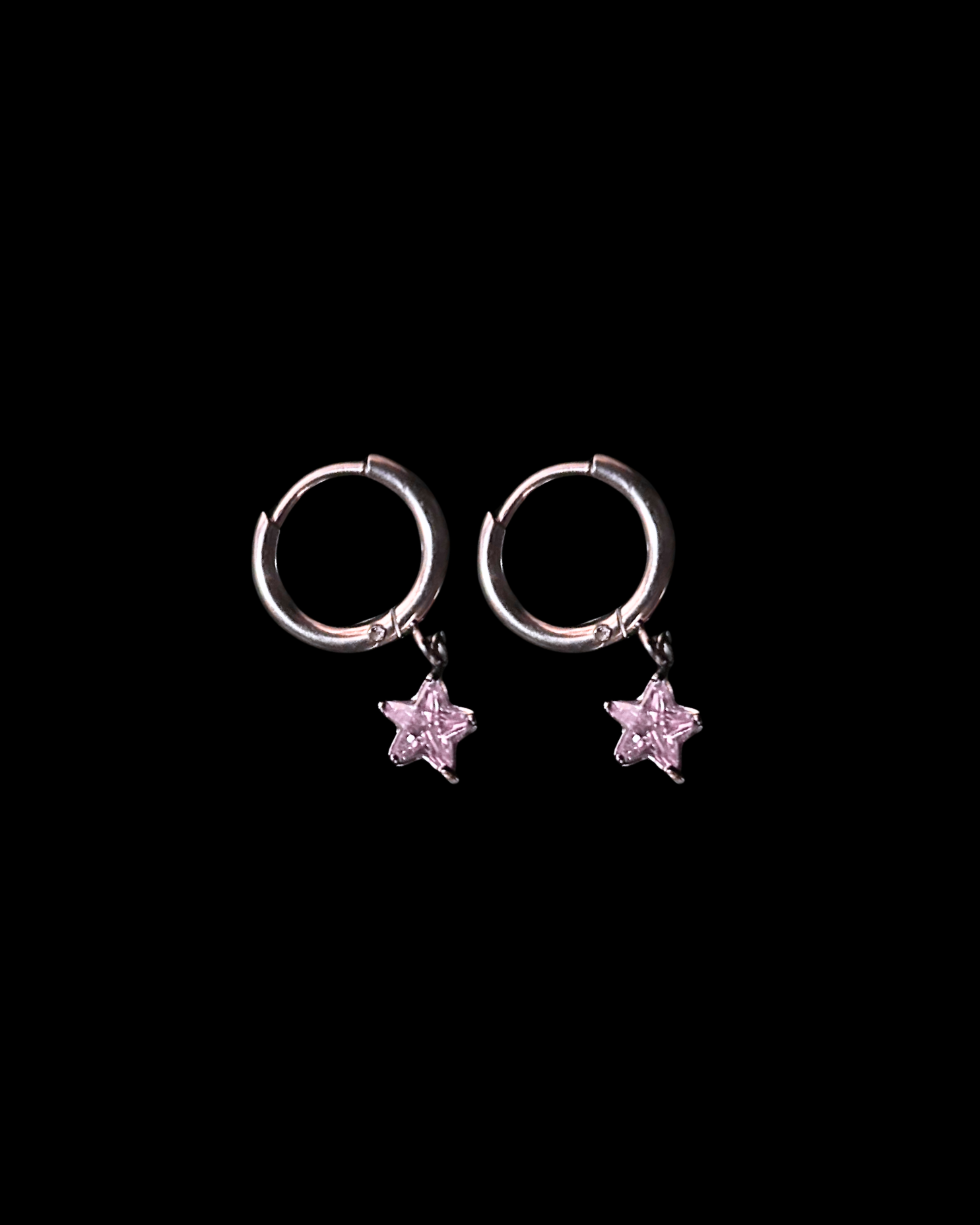 Pink Star Silver Huggie