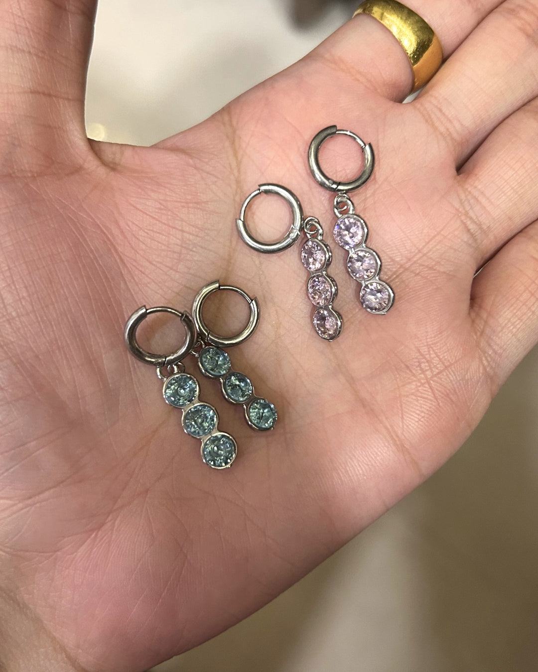 Blue Trinity Huggies (Silver)