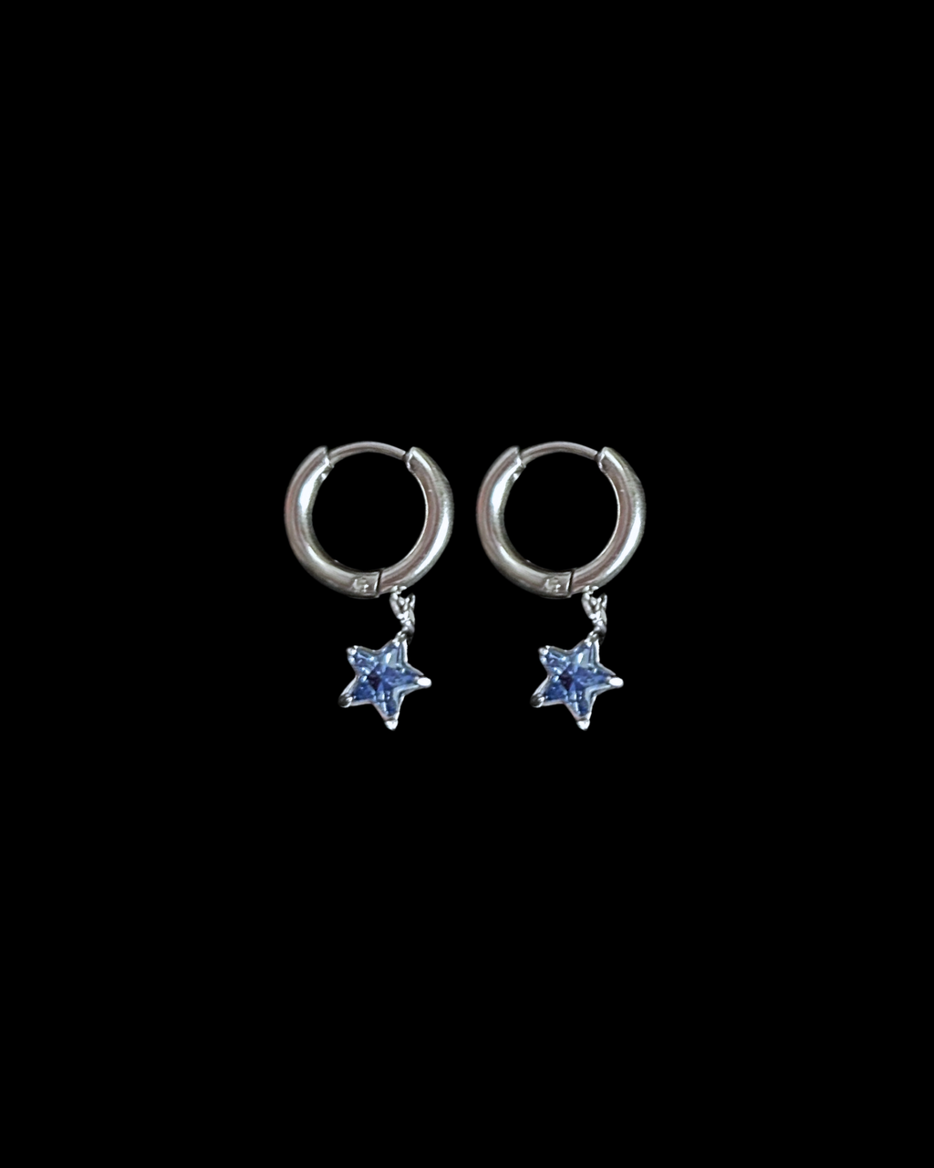 Blue Star Silver Huggie
