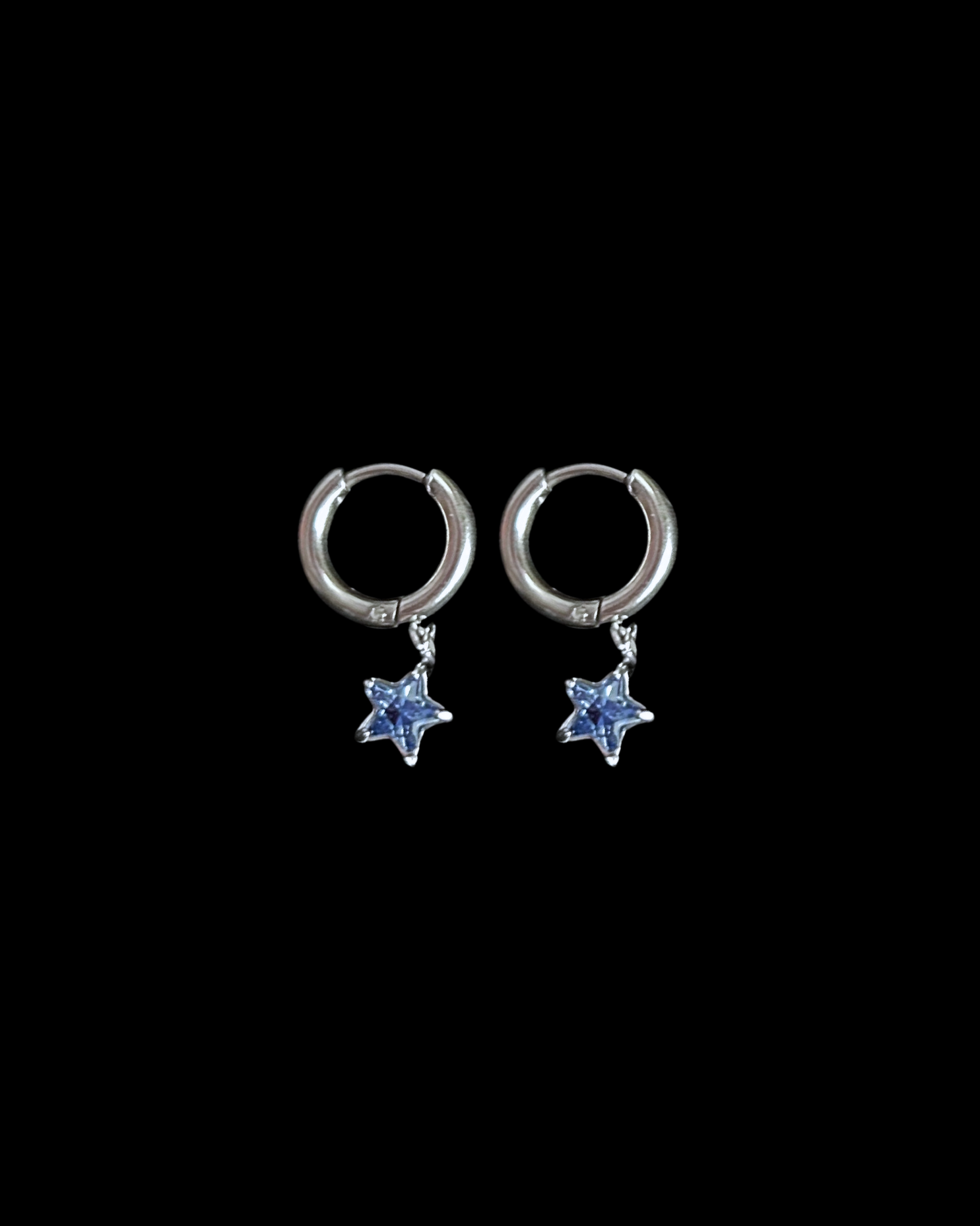 Blue Star Silver Huggie