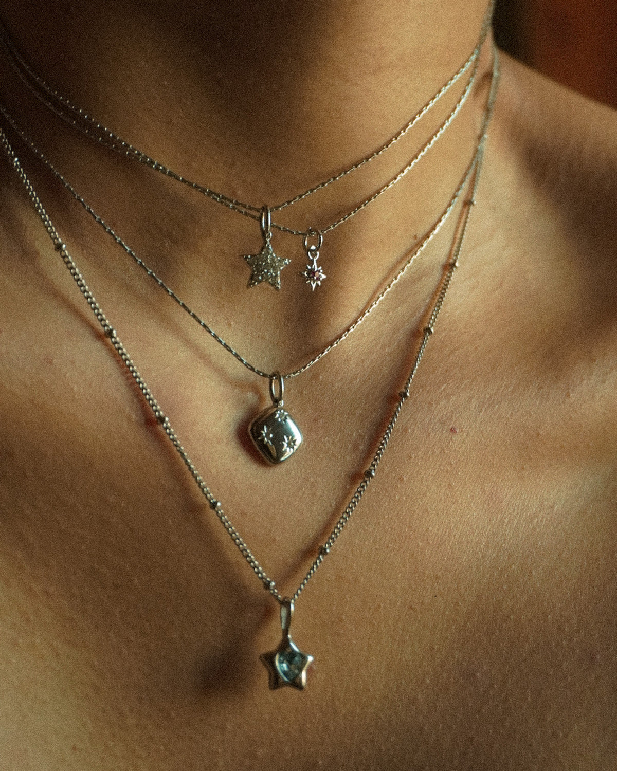Blue Heart Necklace - Silver