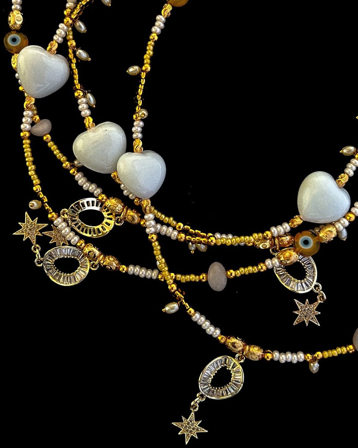 Archival Sun Heart Beaded Necklace