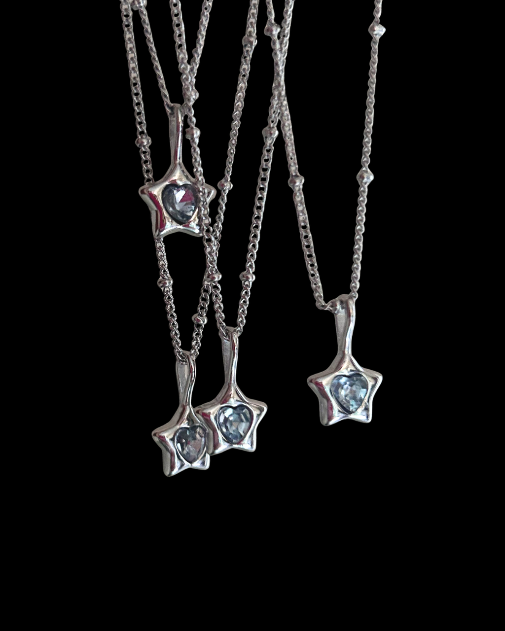 Blue Heart Necklace - Silver