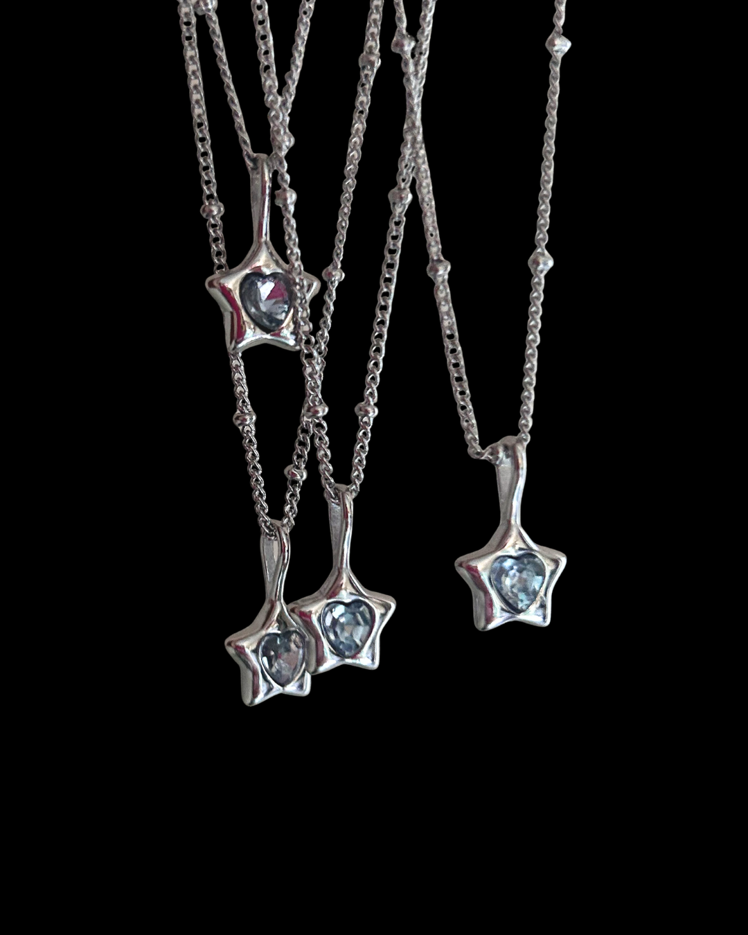 Blue Heart Necklace - Silver